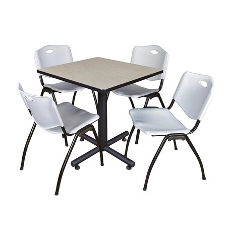 Kobe Kobe Square Table & Chair Set, Wood, Metal, Plastic Top, Maple TKB3030PL47GY